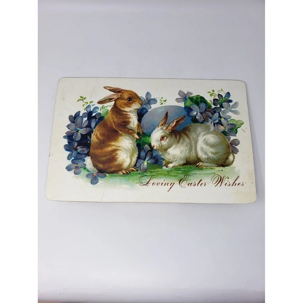 Moonlight & Roses Easter Rabbit Tabletop Picture Plaque Marta E Peters Wood Gold